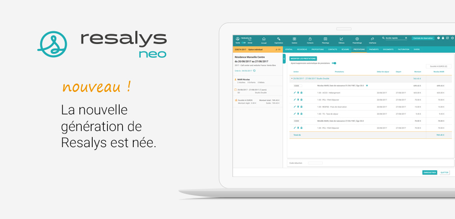 Sequoiasoft lance Resalys neo - CRS et channel manager pour résidences